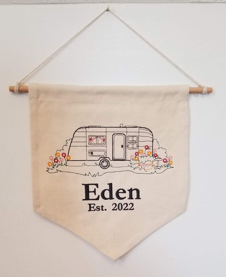 Airstream RV Embroidered Wall Hanging Pendant Home Decor Handmade Gift