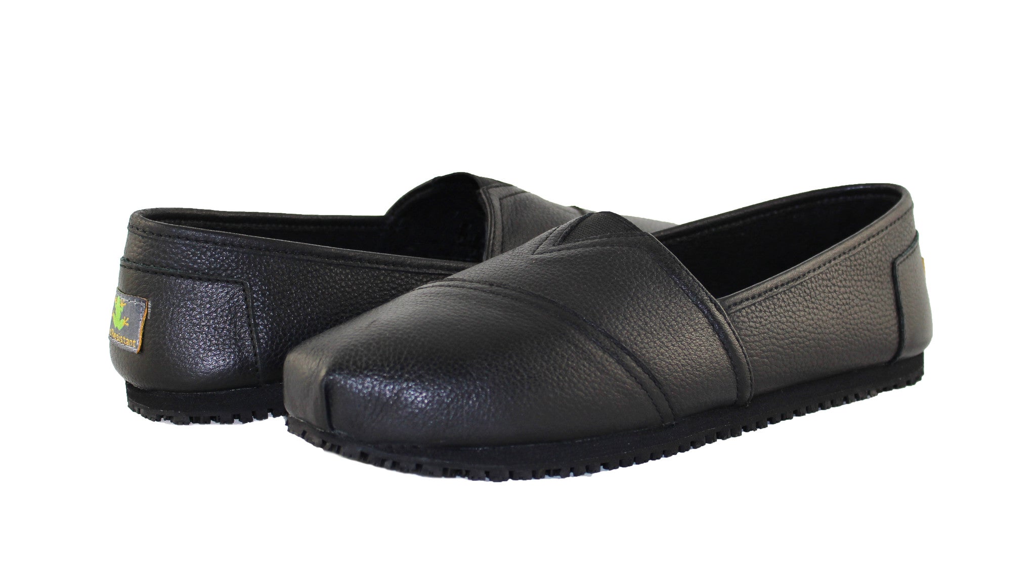 black leather non slip shoes