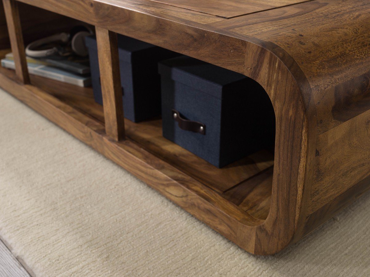 solid wood curved coffee table