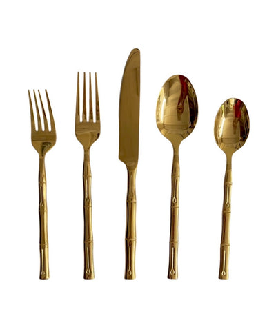 Faux Bamboo White 5-Piece Cutlery Set