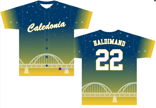 baseball shirt with Caledonia city design
