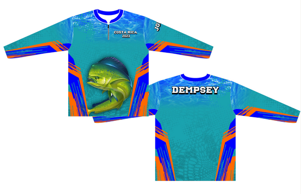 Blue water tropical fish design for custom fishing jerseys