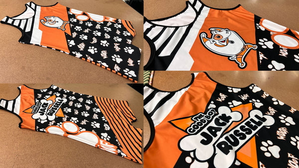 custom Wrestling Singlets with orange paw prints design