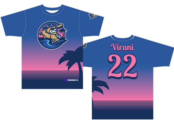 sunset coloured design for Custom Slo-Pitch jerseys