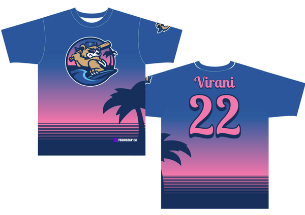 baseball shirt with sunset design