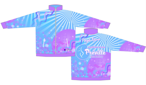 Dance Uniforms and custom jackets with pastel purple and blue designs