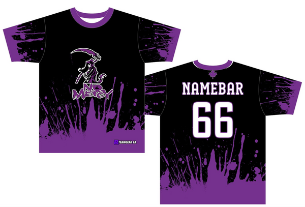 no mercy team Custom Slo-Pitch jerseys with black and purple design