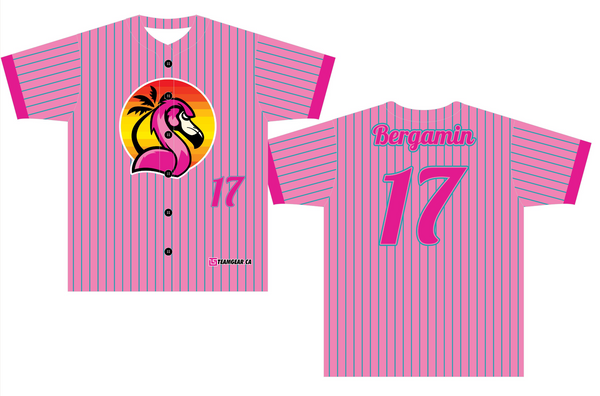 Pink Flamingos pinstripe Custom Slo-Pitch jerseys