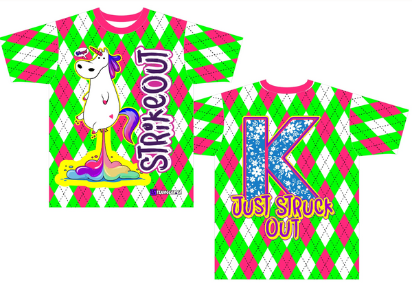 funny coed softball team names and strikeout jersey designs with a unicorn