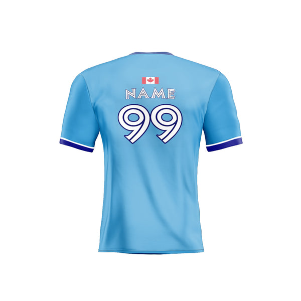 custom Slo Pitch Jerseys with name and number on the back and Canada flag on the neck