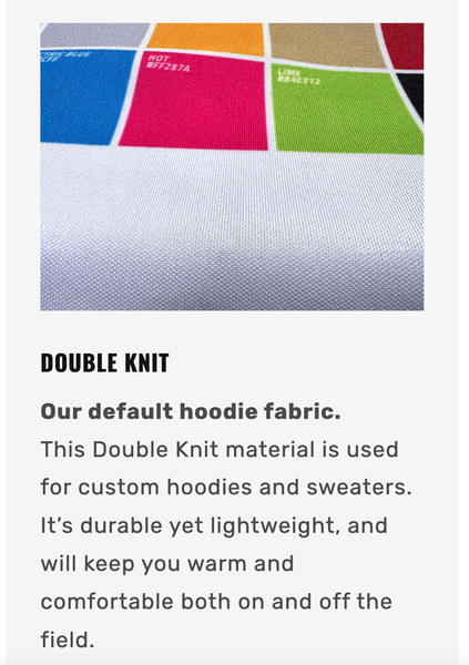 double knit Fabric for custom football sweaters from TeamGear Canada