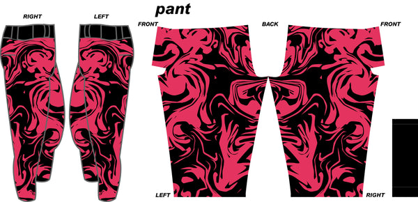 tearaway track pants with pink and black swirl designs