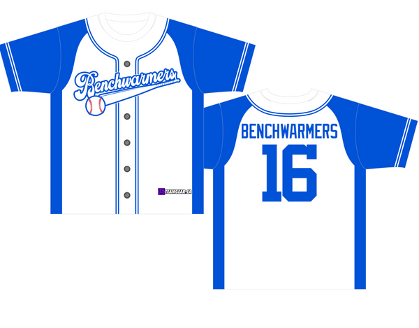 The Benchwarmers funny softball team names on full button custom jerseys