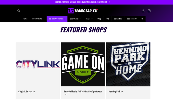 matching team gear custom storefront by TeamGear Canada