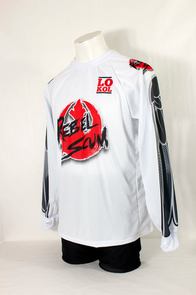 Long sleeve baseball jerseys with white fabric and team name