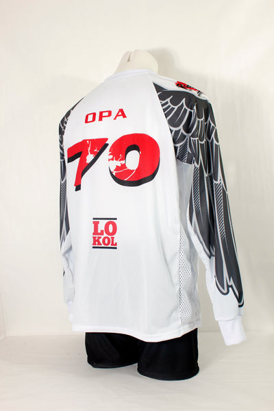 Long sleeve running shirt with number on the back