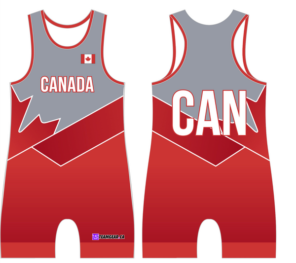 Custom wrestling uniforms with Team Canada design