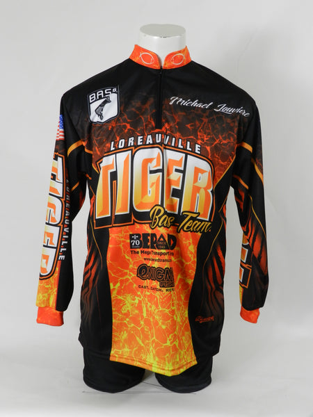 Fishing Jersey made in Canada with Tiger team name and sponsor logos