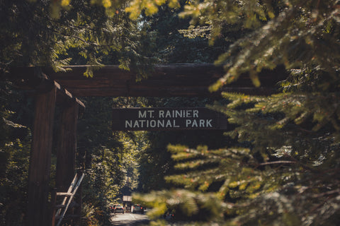 A sign for Mt. Rainer National Park.