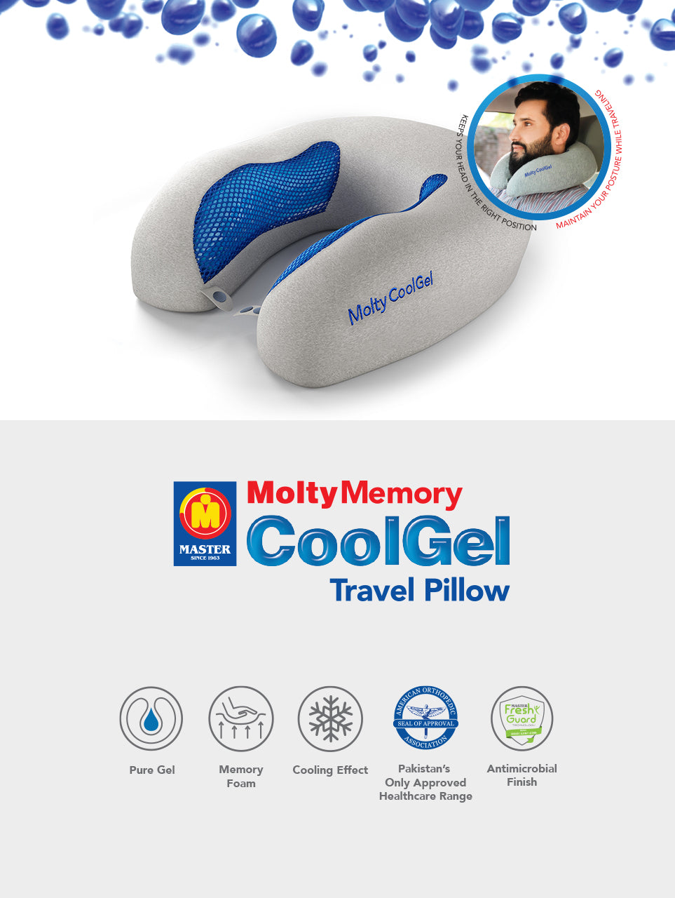 Memory Cool Gel Travel Pillow– Master MoltyFoam