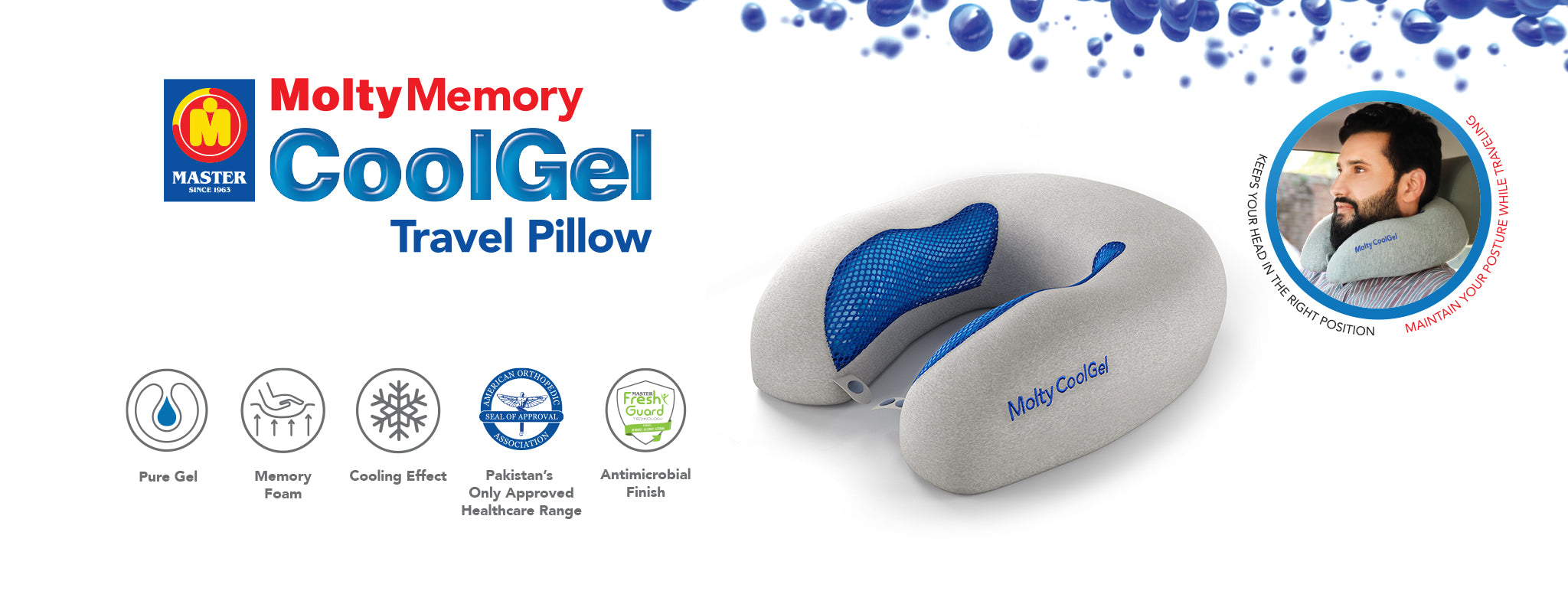 Memory Cool Gel Travel Pillow– Master MoltyFoam