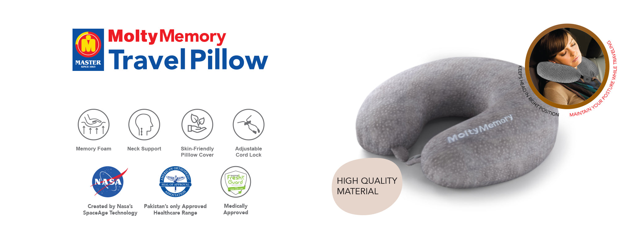 Memory Cool Gel Travel Pillow– Master MoltyFoam