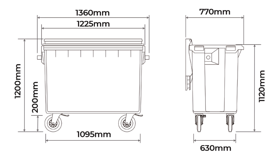 Green Wheelie Bin - 660L Capacity