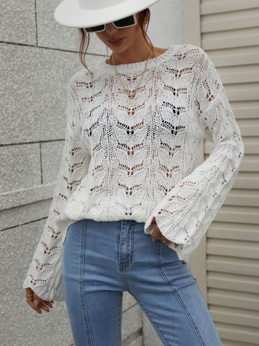 Dropped Shoulder Long Sleeve Crochet Duster Cardigan