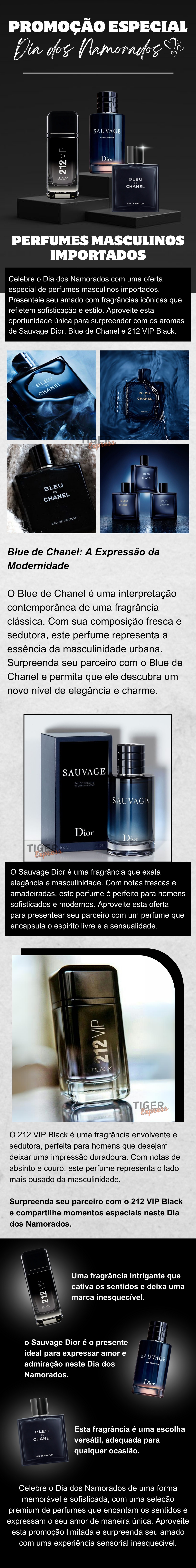 [COMPRE 1 LEVE 3] Perfumes Masculinos Importados - Sauvage Dior l Bleu de Chanel l 212 VIP Black - ESPECIAL DIA DOS NAMORADOS
