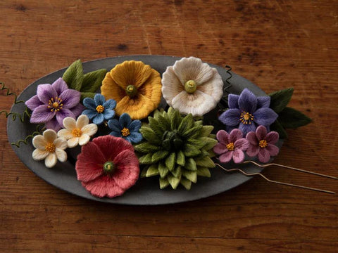 フェルト刺繍で作る 花のアクセサリーPart２ Produced by PieniSieni