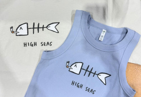 high-seas dead fish cigarette art tee