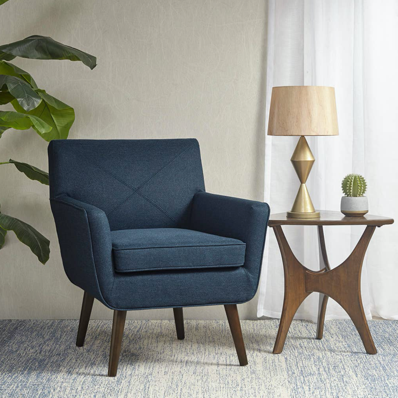 navy mid century chair