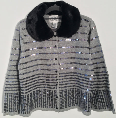 grey sequin cardigan