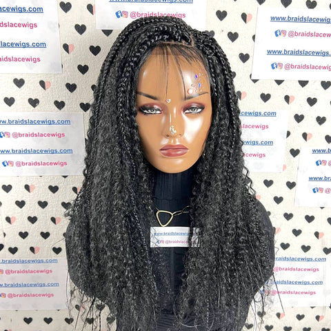 Curly Box Braids Handmade Braid Curls Braided Lace Front Wig Ombre