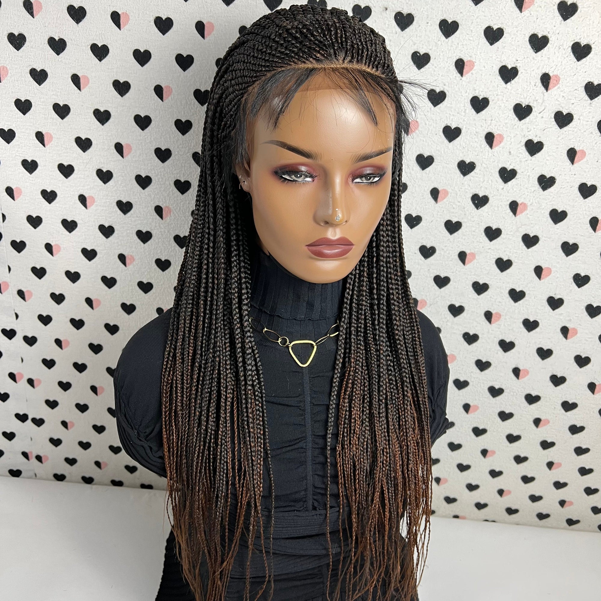 Cornrows Braids Braided Lace Front Wig Box Braid Ombre Wigs For Black ...