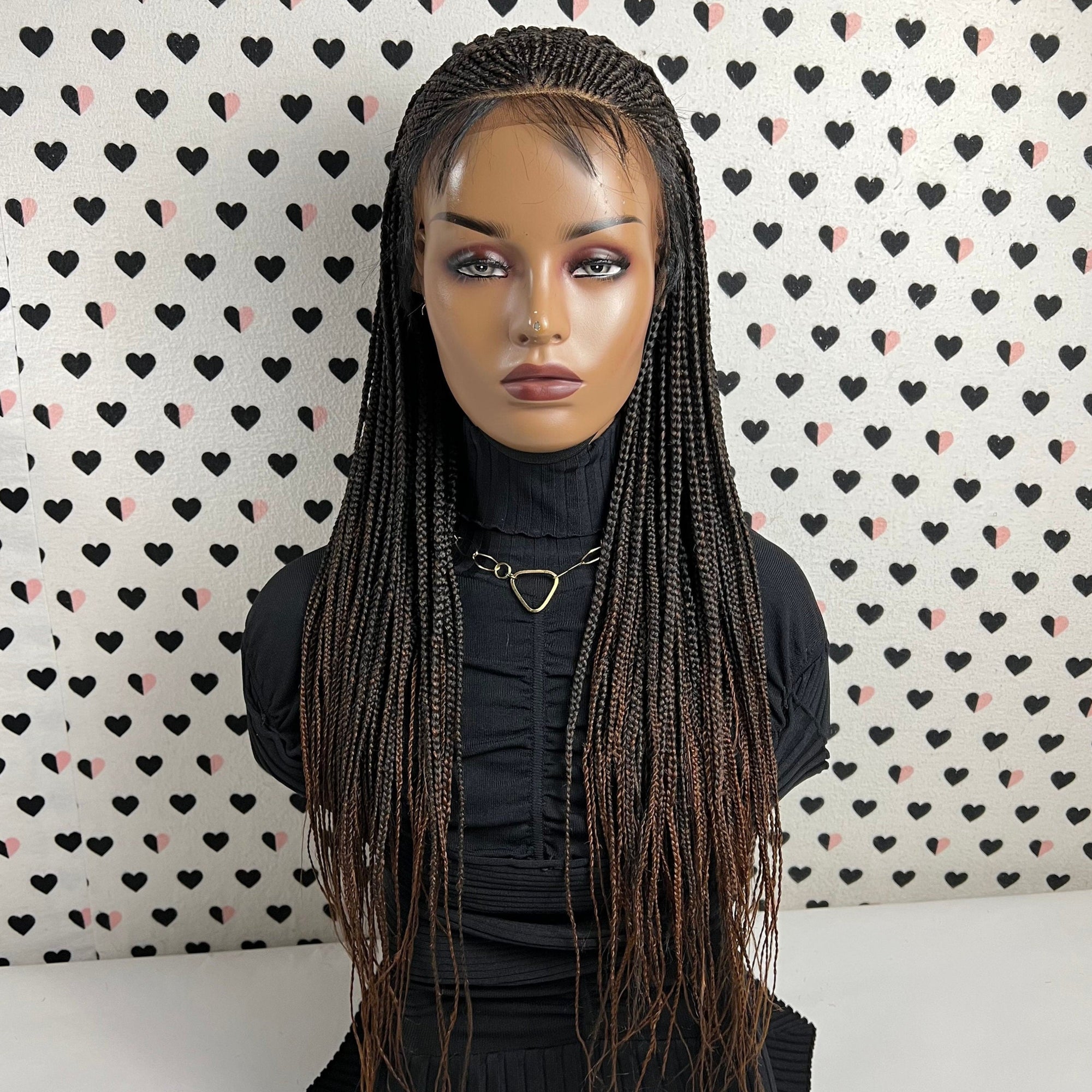 Cornrows Braids Braided Lace Front Wig Box Braid Ombre Wigs For Black ...