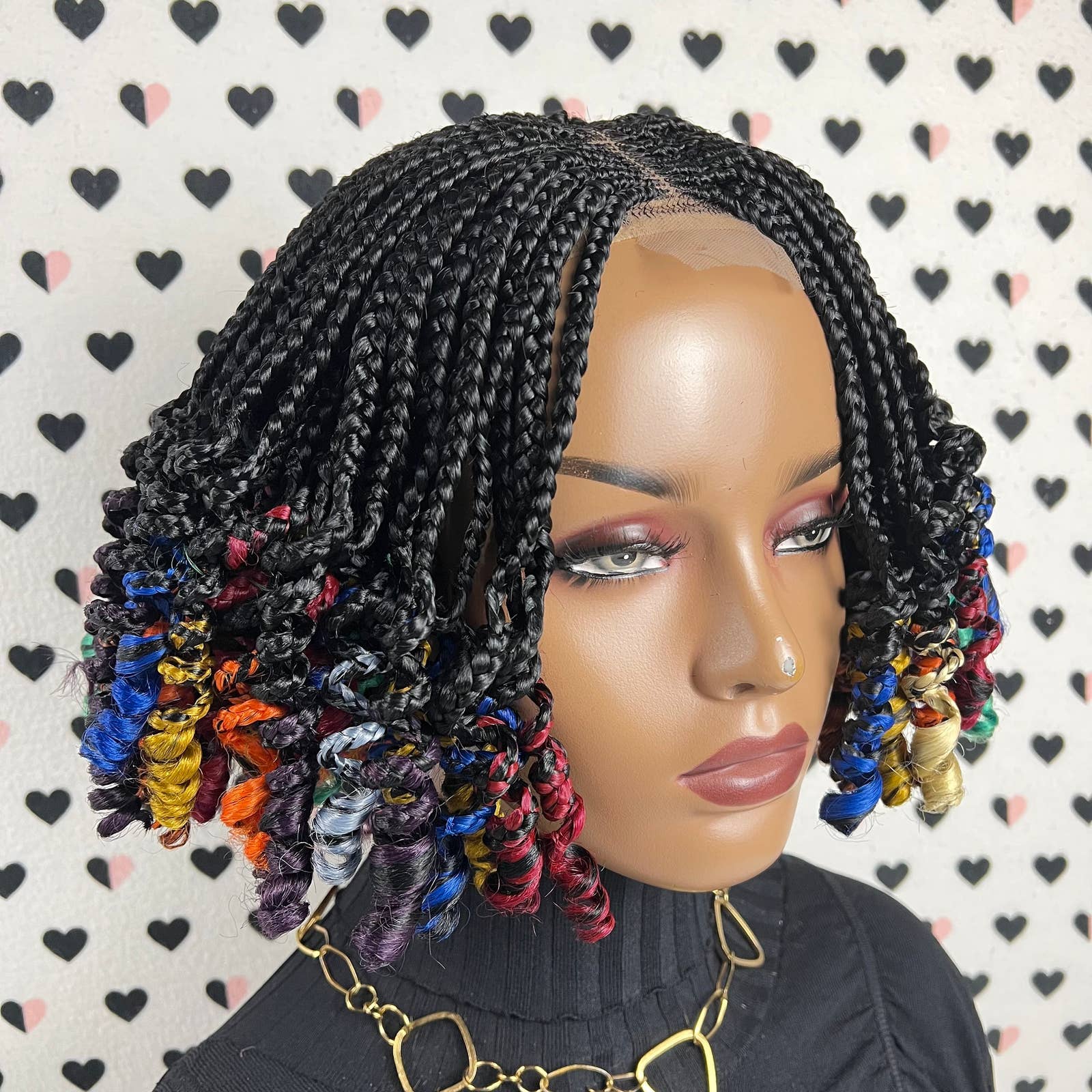 Short Curls Curly Box Braids Cornrows Braided Wigs For Black Women Bla