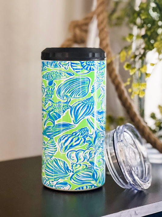 Nautical 4 in 1 Can Cooler w/ Tumbler Lid – The Water Lily Co