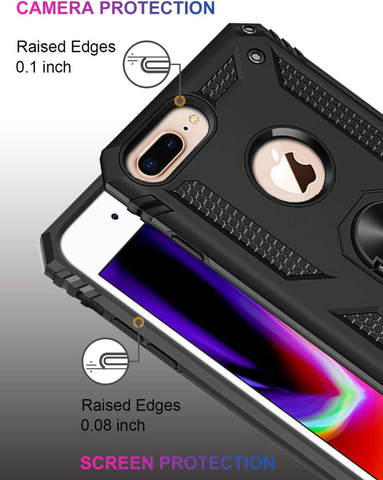 iPhone  8 / 7 / 6 Plus Dual Colors Ring Magnetic GPS car mount Phone Holder- Black
