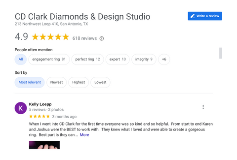 Google Reviews for CD Clark Diamonds