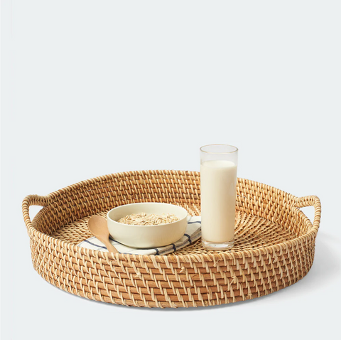 Round Rattan Tray