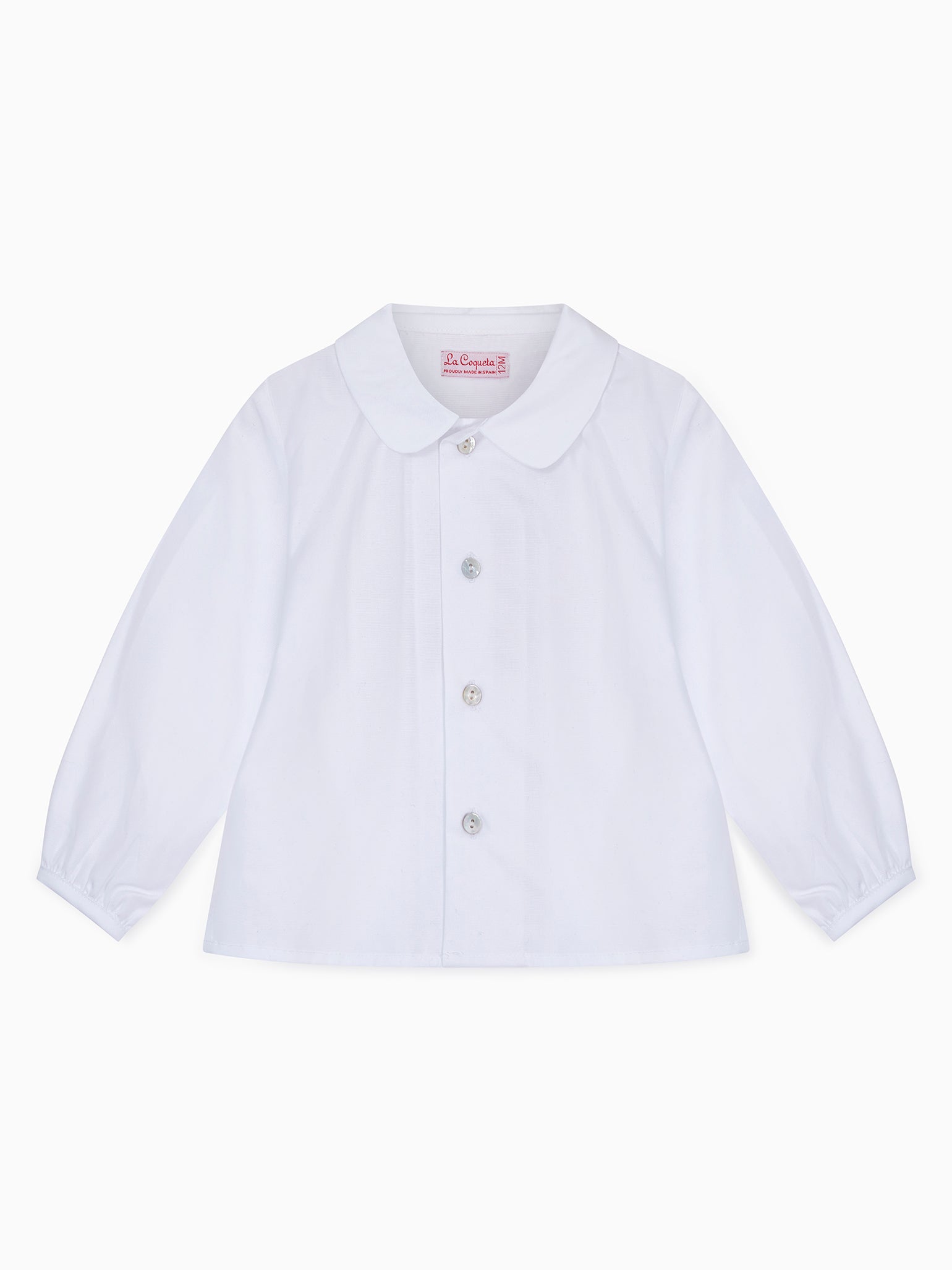 White Bara Long Sleeve Baby Shirt - La Coqueta Kids product image