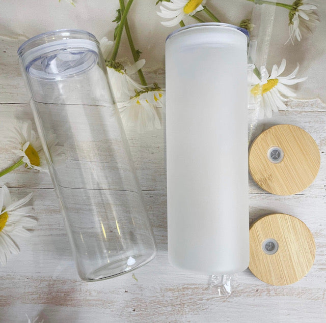 15oz Clear/Frosted Sublimation Glass Tumbler