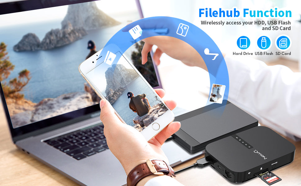 Filehub wireless file transfer wireless HDD