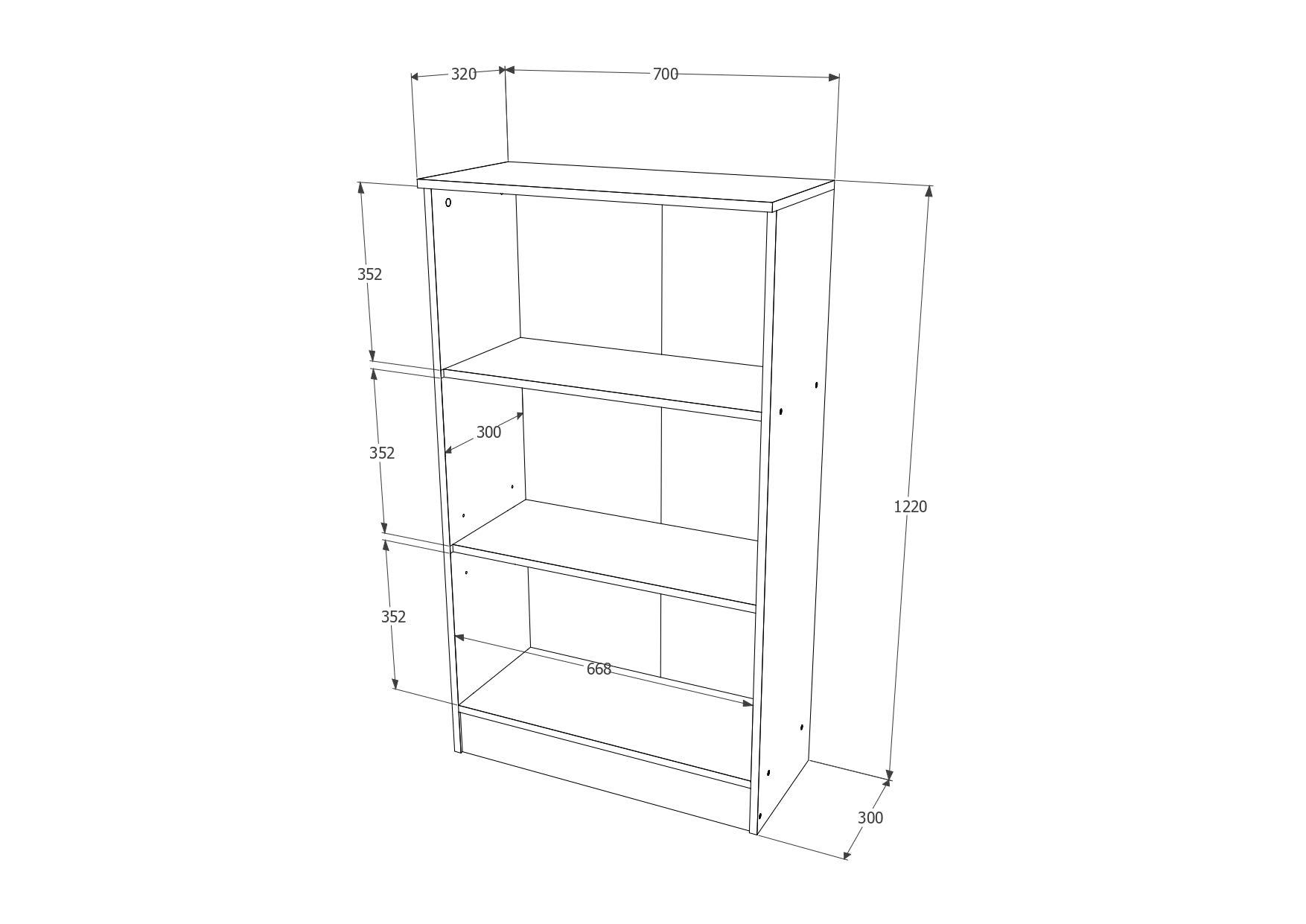 Biblioteca Flint, 2 Usi, Wenge, 70 x 32 x 122 cm (2)