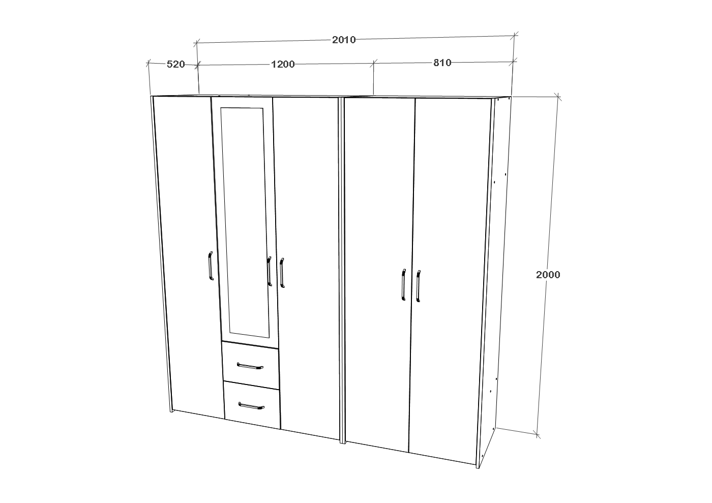 Dressing Malmo V3, Stejar Alb/Antracit, L 200 cm