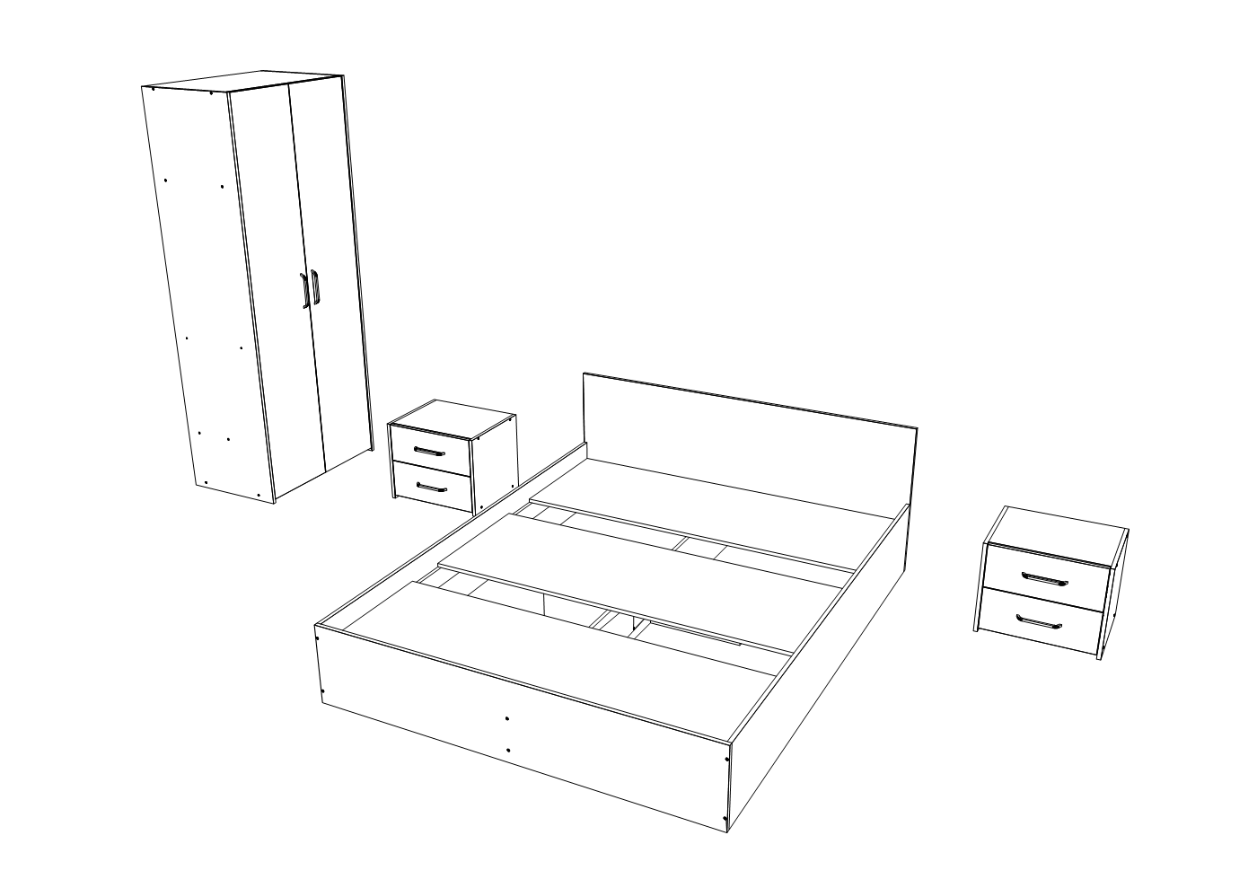 Set dormitor Malmo V1, Pat 200 x 160 cm, Stejar Alb/Antracit