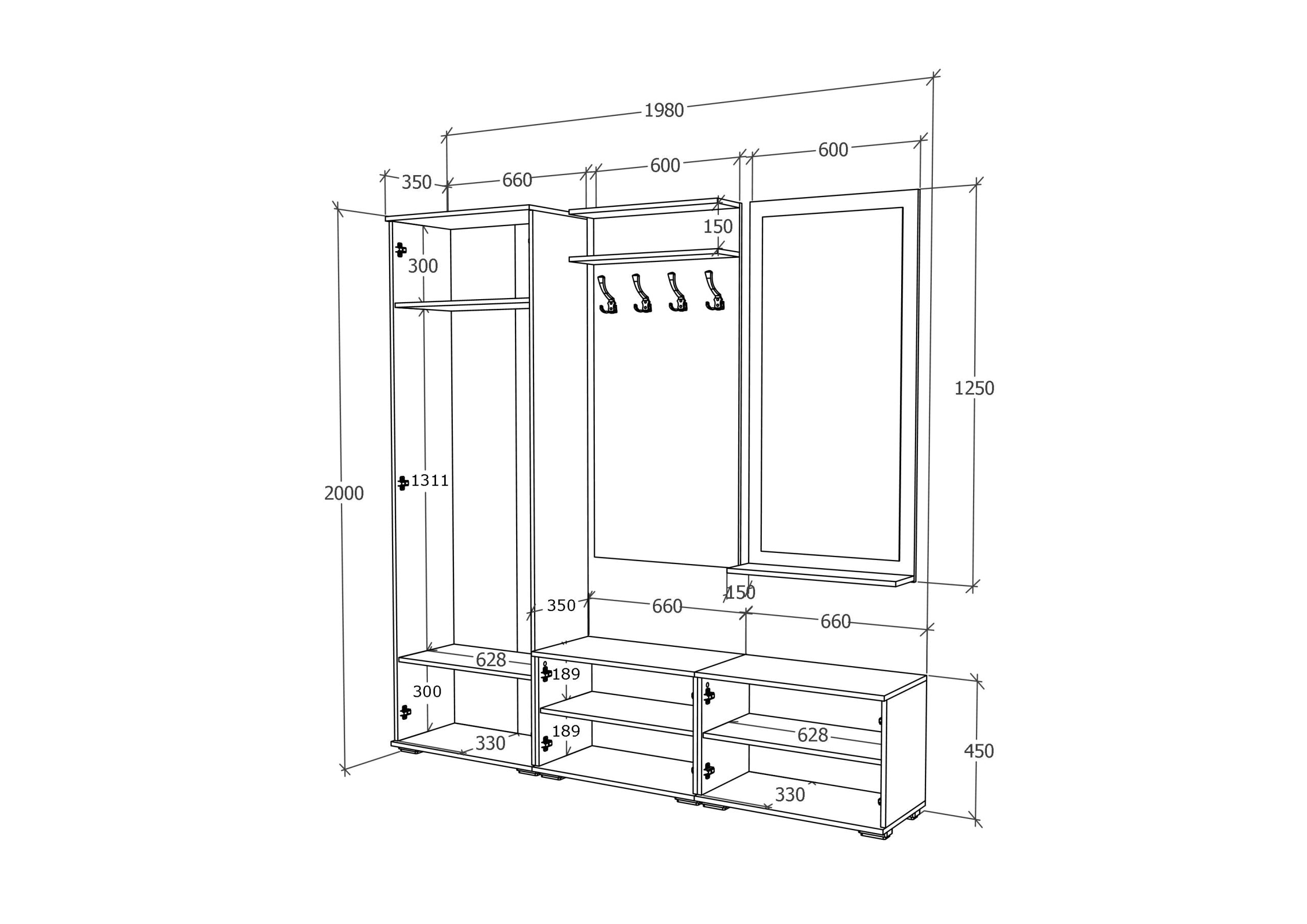 Set Hol Como V5, Antracit/Alb, L 200 cm (2)