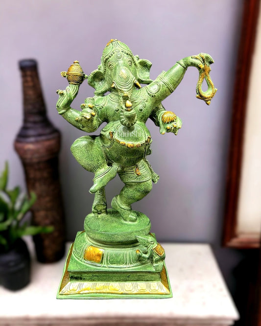 Brass Dancing Ganesha Statue - 17 inches