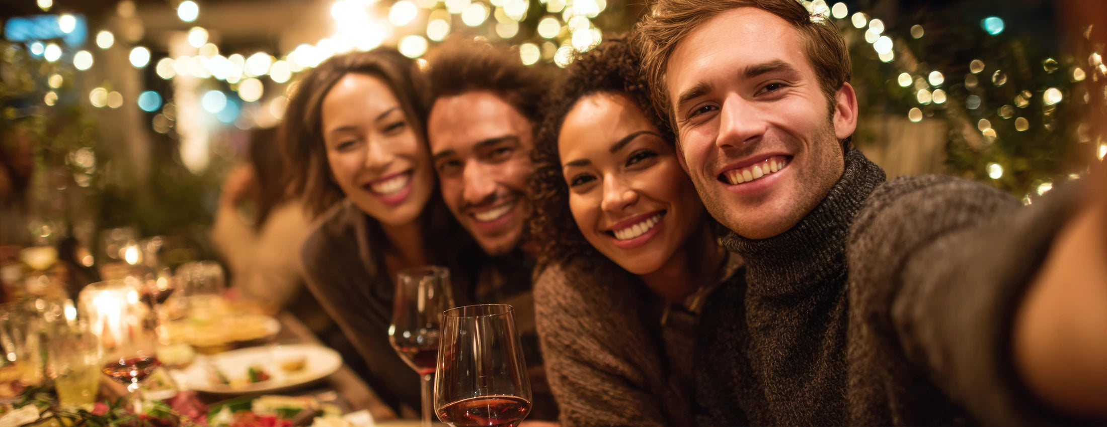 Gen Z taking selfies in a restaurant